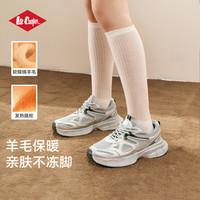 Lee Cooper 女士长筒袜羊毛袜子小腿袜26年新款10A抗菌中长筒运动百搭堆堆袜 香草白 小腿袜 2双 均码
