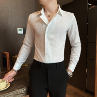 春秋款设计感衬衫男士长袖2025新款韩版修身高级感潮牌痞帅花衬衣