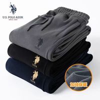 U.S. POLO ASSN. 加绒卫裤休闲束脚运动裤男士宽松防寒加厚保暖男款大码男秋冬裤子