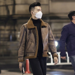 皮毛一体棉服外套男士冬季加绒加厚痞帅机车服棉衣复古翻领棉袄潮