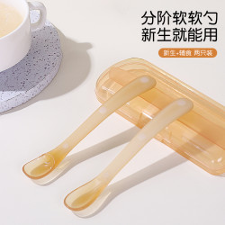 宝宝硅胶勺子新生婴儿喂水小勺子儿童餐具吃饭辅食碗软头硅胶软勺