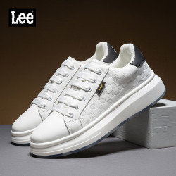 Lee 男鞋小白鞋休闲板鞋百搭厚底低帮运动休闲鞋子 印花款黑色 40