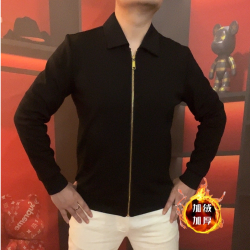 加绒加厚男修身开衫拉链长袖外套翻领商务休闲时尚百搭秋冬H888
