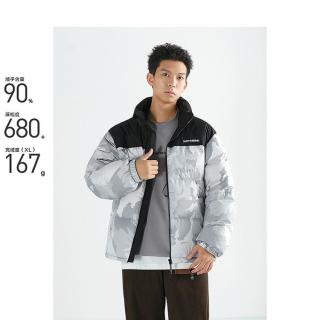 太平鸟 男装立领撞色拼接保暖面包服宽松休闲潮流男式羽绒服