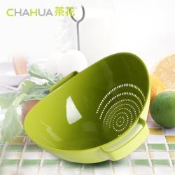 茶花 塑料盆子双立筛立式双手柄厨房沥水篮洗菜篮水果清洗篮子_39_142