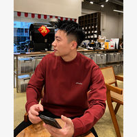 YIHAO STUDIO新年限定款长袖绒感打底休闲红色半高领卫衣内搭