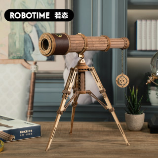 ROKR Robotime若态若客单筒望远镜迷你拼装玩具木质材料包手工模型玩具