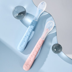 儿童硅胶勺子新生婴儿辅食必备神器两支装