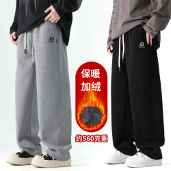 宽松加绒休闲裤冬季保暖卫裤加厚百搭直筒裤青少年大码束脚裤3325