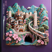 史倍思 ［重庆系列］金属浮雕磁贴冰箱贴磁吸纪念品网红贴纸重庆冰箱贴双11