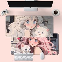 美少女女生超大号办公桌垫笔记型电脑键盘垫卡通防滑软垫子鼠标垫
