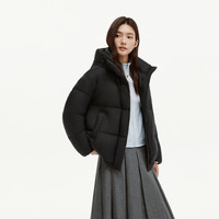 坦博尔 羽绒服女短款舒适简约纯色百搭保暖时尚休闲外套TB5530362D