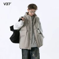 V37 慵懒风马甲男款秋冬季棉服宽松休闲高街潮流百搭无袖立领外套