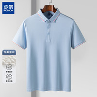 罗蒙 含桑蚕丝+7A抗菌罗蒙男士休闲翻领Polo衫2024新品短袖T恤5561