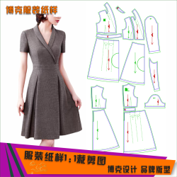 402 服装纸样裁剪图夏新款收腰短袖连衣裙纸样连衣裙缝纫纸样