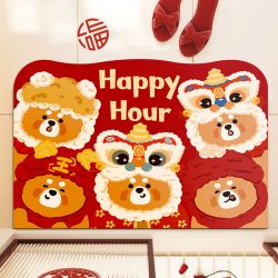 新年小熊猫软硅藻泥吸水地垫卫生间门口地毯浴室防滑脚垫卡通速干