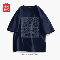 名创优品 短袖男款夏季t恤男纯棉重磅衣服2026新款青少年圆领半袖Y