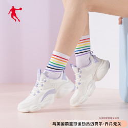 乔丹 女运动鞋跑步鞋2026夏季新款减震轻便软底革面学生休闲老爹鞋