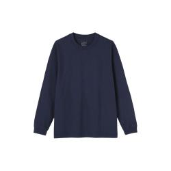 無印良品 MUJI 水洗粗棉线圆领长袖T恤 男士