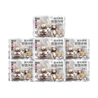 高洁丝 抑菌纯棉阳光烘烘卫生巾240*24P+280*15P日夜用组合套装轻薄透气