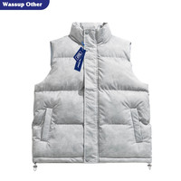 WASSUP OTHER美式潮牌扎染保暖立领马甲男士秋冬宽松情侣棉服外套