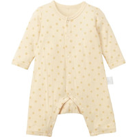 千趣会 秋季婴幼儿衣服连体衣亲肤透气蛙式爬服纯棉哈衣 象牙色&黄色(波点) 90cm