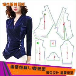334 服装纸样DIY裁剪图女套头针织衫缝纫纸样