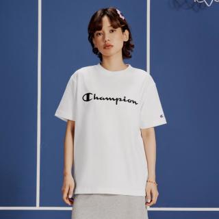 Champion 春夏款男女同款T恤休闲简约草写logo印花短袖