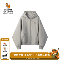 William fox&sons 零压轻盈抓绒棉感宽松休闲狐狸刺绣拉链门襟休闲连帽百搭卫衣外套