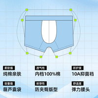 有棵树 10A抗菌纯棉男士内裤 蓝色+深灰+黑色 L码 3条装
