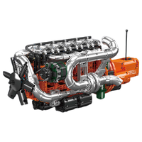 宇星模王 V8发动机模型积木 电动斯堪尼亚卡车
