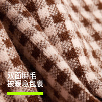 有棵树 女士双面磨毛长袖家居服套装 方格红 L