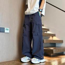 9KU 工装裤男孩夏季薄款青少年初高中学生冰丝速干休闲运动长裤子秋装