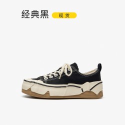BEAUTODAY 厚底帆布鞋女增高BT透气运动休闲鞋女板鞋黑色单鞋