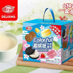 德力兴 彩色包装饼干混合口味小包装休闲零食领盒装六种口味