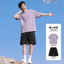 回力 休闲套装男夏季宽松大码舒适纯棉美式休闲一套搭配