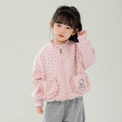Hello Kitty 女童春季外套中大童装甜美花边圆领小女孩洋气外衣