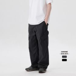 PSO Brand 工装水洗拼接长裤男生休闲裤直筒夏季薄款裤子潮流百搭