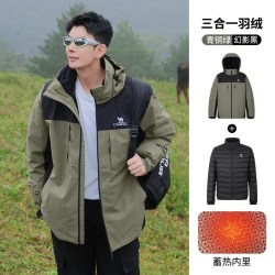 骆驼 羽绒服男冬季拼色保暖羽绒内胆户外防水外套登山服