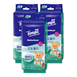 得宝 黄油小熊联名湿巾  6小包/提×3