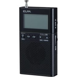 ELPA朝日电器 液晶口袋收音机AM/FM/防災ER-P62FL黒
