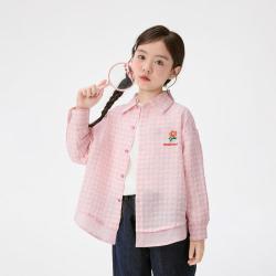 茵曼 26春秋装中大童时尚翻领小花刺绣袖上衣
