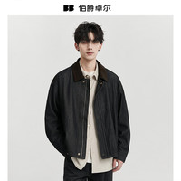 伯爵卓尔 B632122 老钱风拼色设计 墨隐黑 L(175) 男士夹克
