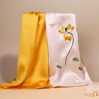 一涵 中国特色礼物汴绣丝巾真丝桑蚕丝围巾妈妈生日礼物非遗工艺品刺绣