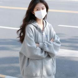 雪中飞 连帽卫衣女2026秋季宽松显瘦小个子慵懒风休闲宽松开衫外套