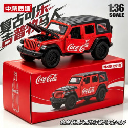 中精质造 合金1:36可乐款牧马人仿真模型回力汽车玩具男孩车模摆件 可乐款牧马人