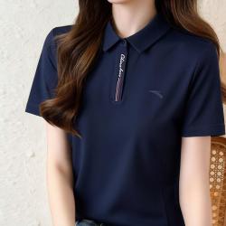 安踏 冰丝polo衫简约翻领短袖女装夏季休闲跑步羽毛球网球运动T恤