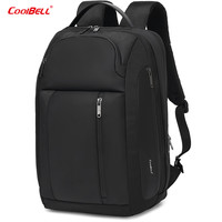 COOL BELL男士高级电脑背包新款backpack防泼水大容量商务旅行包 8290黑色 16英寸