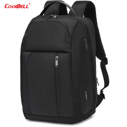 COOL BELL男士高级电脑背包新款backpack防泼水大容量商务旅行包 8290黑色 16英寸