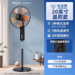 钻石牌 电风扇客厅家用立式遥控风扇办公室卧摇头宿舍大风力落地扇
